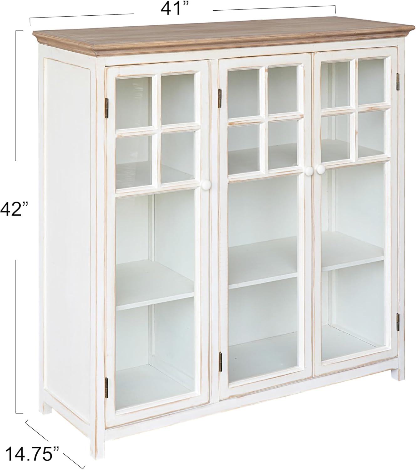 Cream Wood and Glass Freestanding Office Cabinet