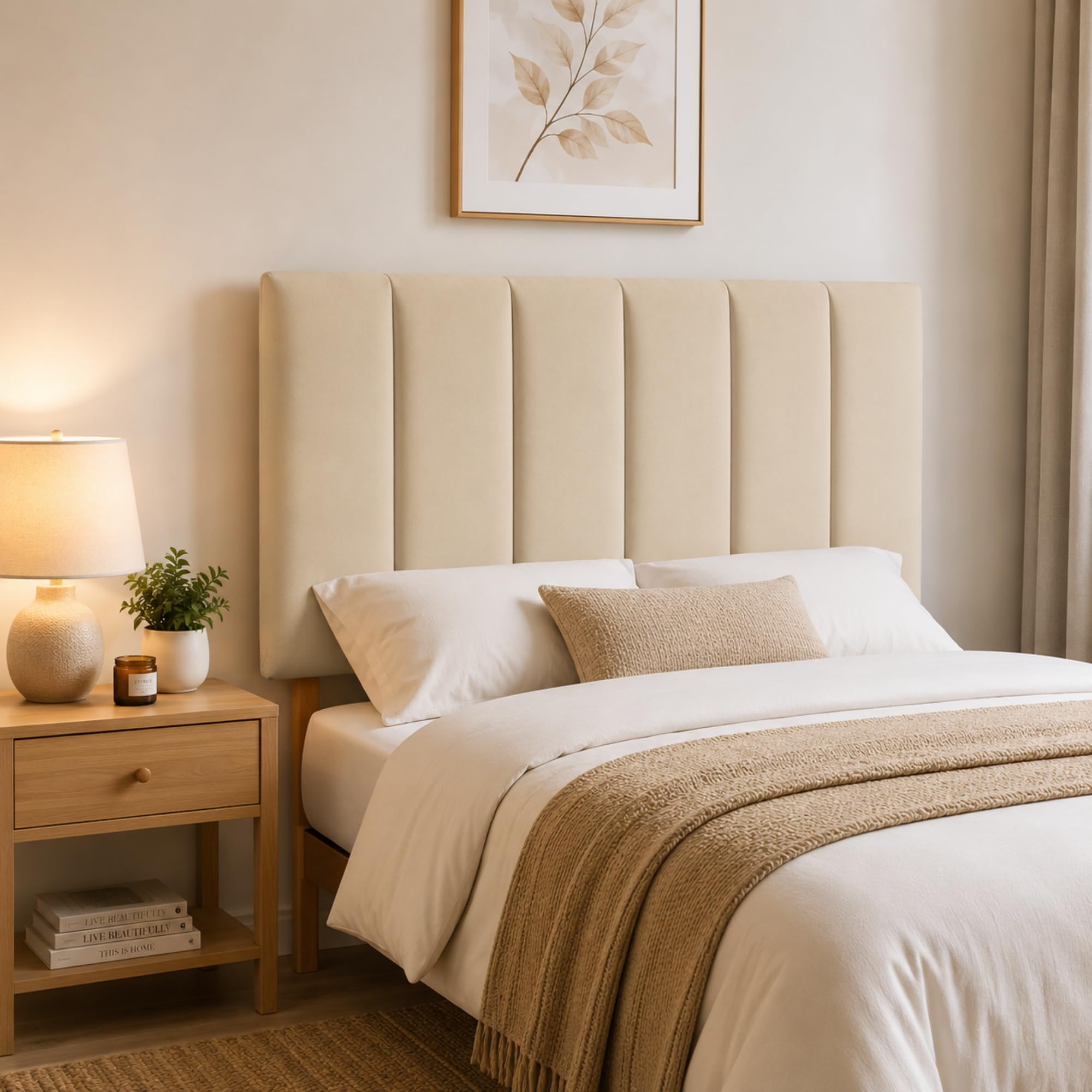 YORKSHIRE HOMEWARE Padded Lined Headboard | Lined Headboards in Plush Velvet Fabric | Bed Bedroom Decor Hotel Furniture (Mink, 3ft Single)