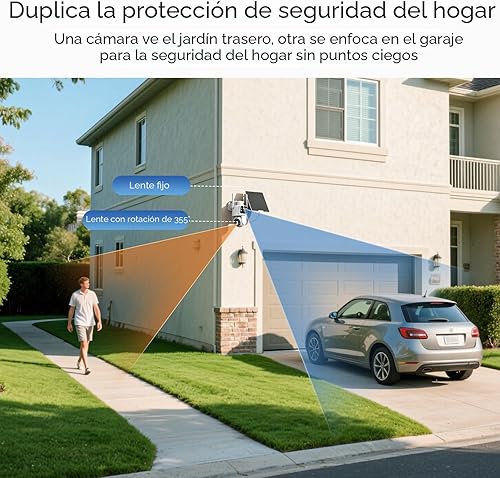 Miniatura 3 de Cámaras de seguridad solar de doble lente inalámbricas para exteriores, video Full HD 2K, visión de 360 PanTilt Cámara de seguridad para el hogar