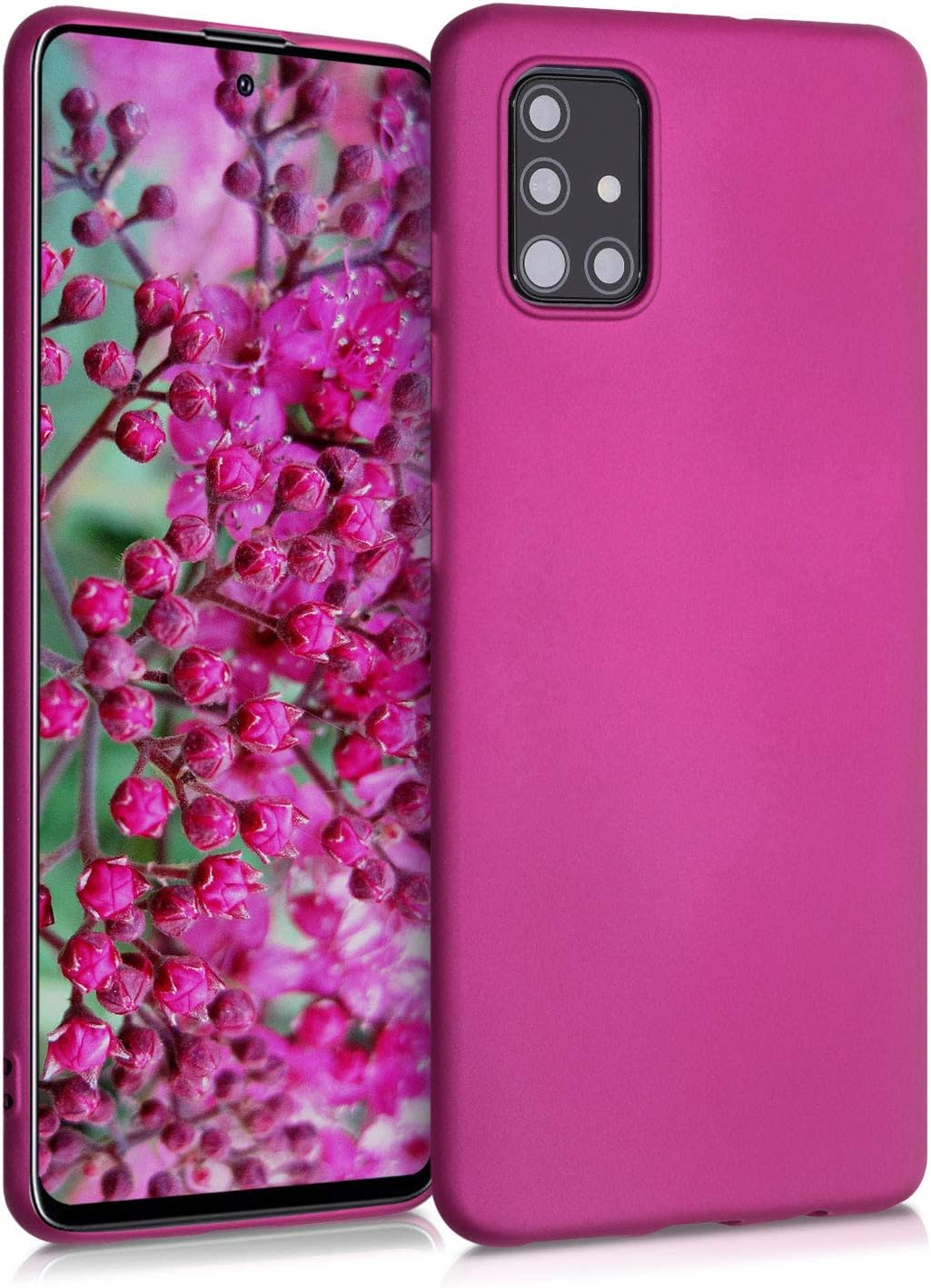 kwmobile Case Compatible with Samsung Galaxy A51 Case - Soft Slim Metallic TPU Silicone Cover - Metallic Pink