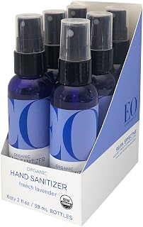 EO Organic French Lavender Hand Sanitizer Spray, 2oz 6-Pack - USDA Organic, 62% Ethanol Kills 99.9% Germs, Softens Hands