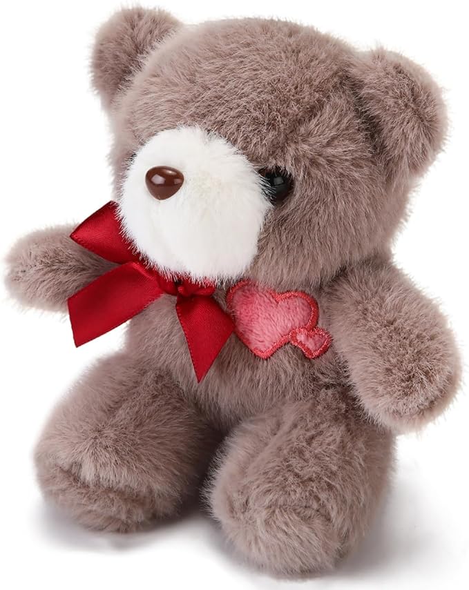 Peluche Oso de Peluche Abearcar Marrón con Corazón Bordado y Corbata miniatura 3
