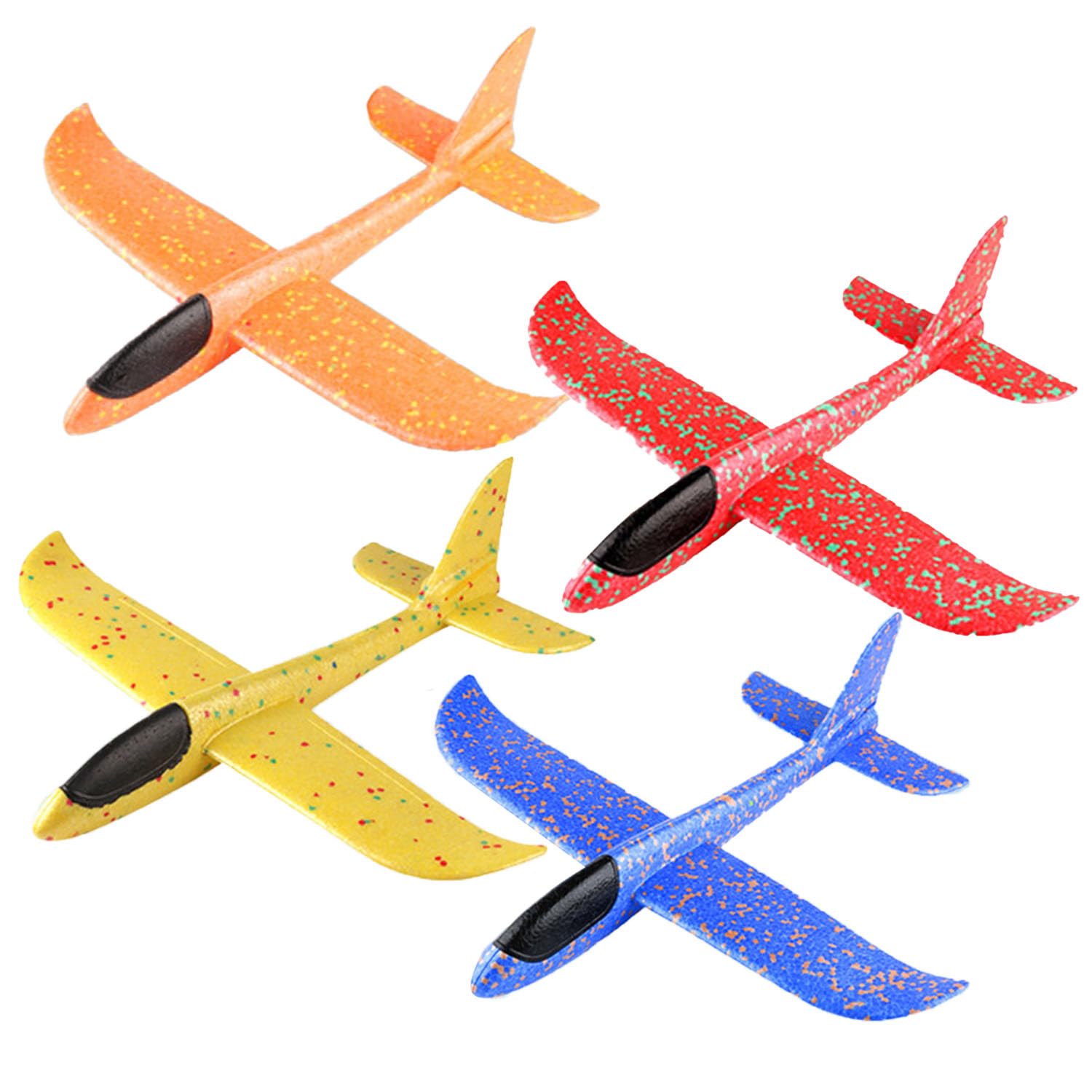 NPLSEO Foam Glider Plane Toy for Kids, 48cm Hand Launch Airplane with Dual Flight Modes, Throw Glider Foam Toy, Lightweight EPP Foam Aeroplane Flying Toy for Outdoor Garden Park Play (4pcs)