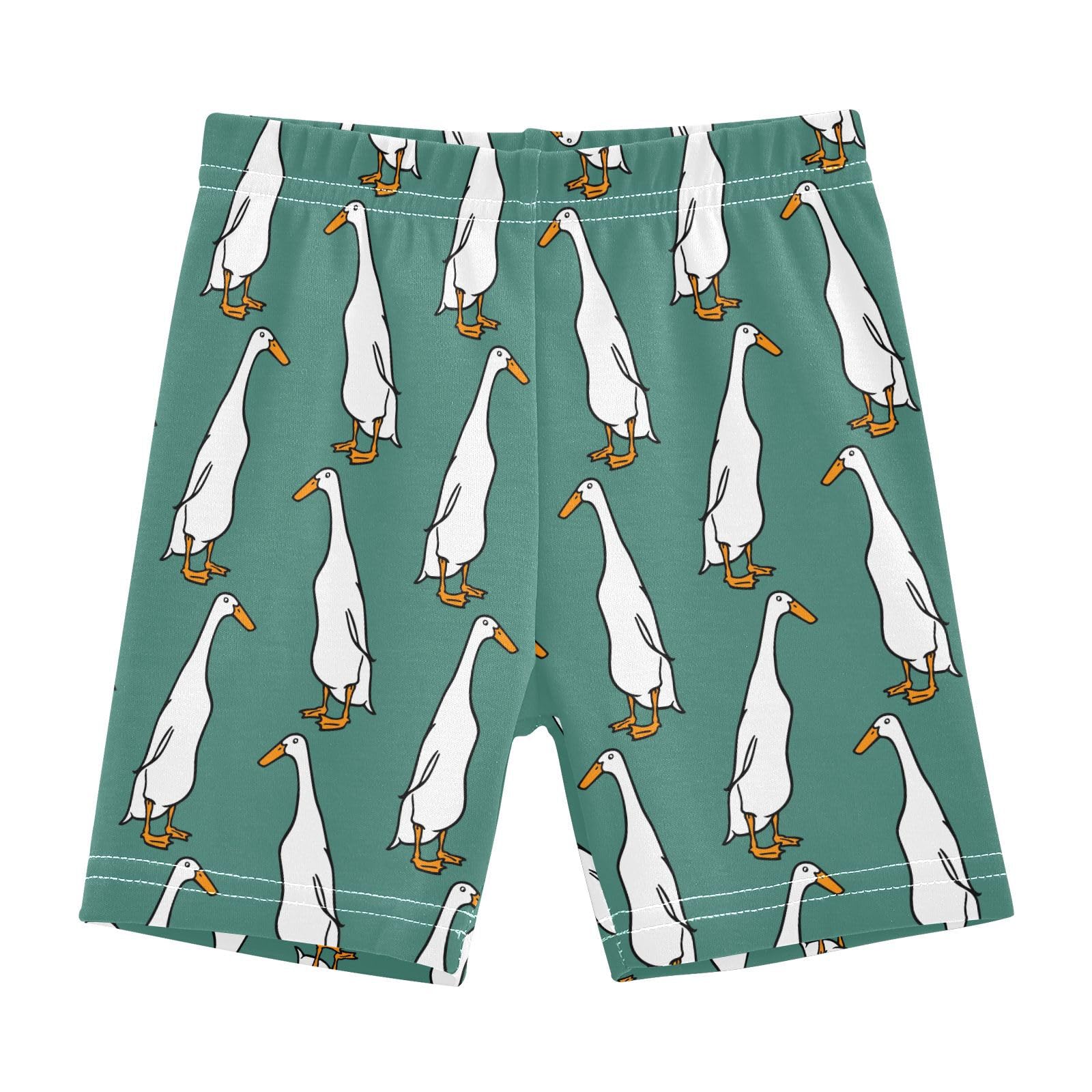 JHKKU Girls Cute Indian Runner Ducks Shorts Cotton Cartwheel Bike Kids Biker Under Dress Dance Short Girl Clothes 8Y