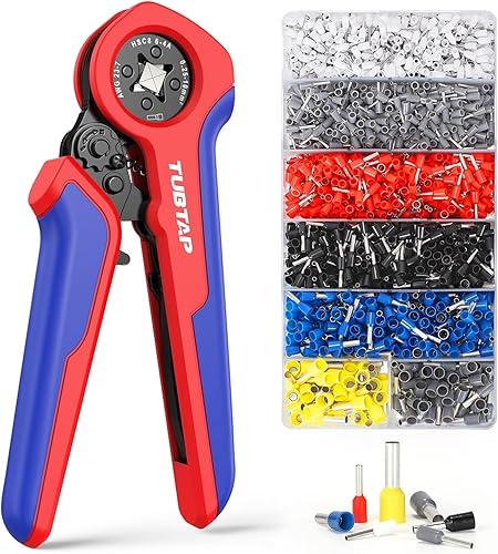 Miniatura 7 de Herramienta de prensado de virola, alicates engarzadores de virola hexagonal (AWG 28-5) con 1150 conectores de virola doble y individual, kit de