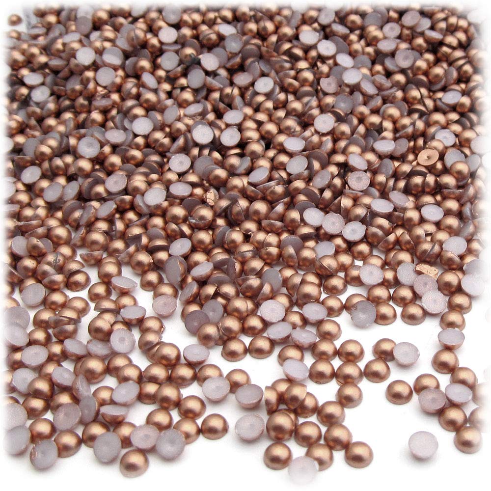 288pc Pearl Finish Half Dome Beads, Round, 4mm, Rustic Copper Brown