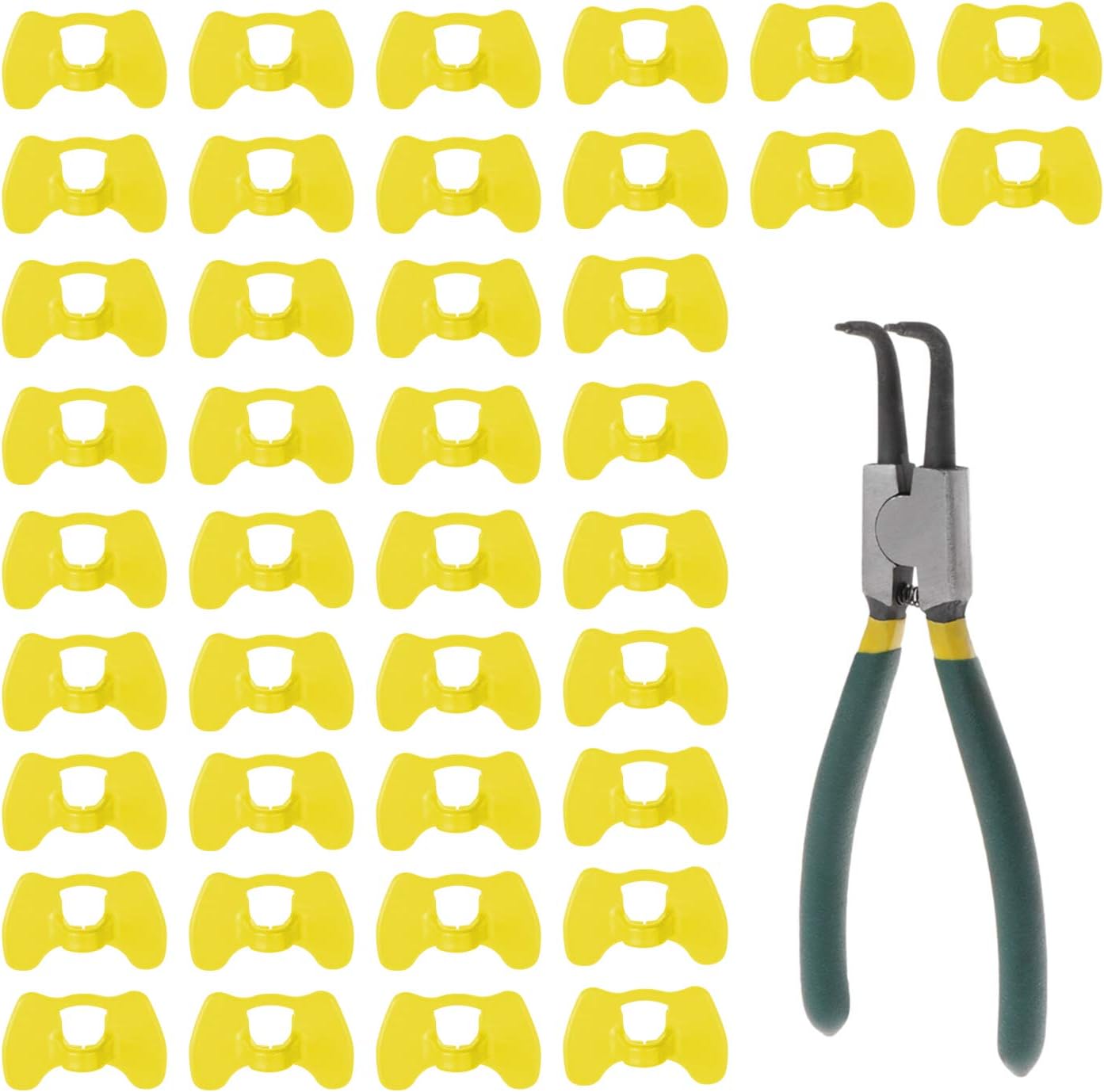 Lainrrew 41 Pcs Pinless Peepers with Pliers Set, Poultry Blinders Chicken Peepers Chicken Spectacles Anti-Pecking Pheasant Eye Glasses (Yellow)