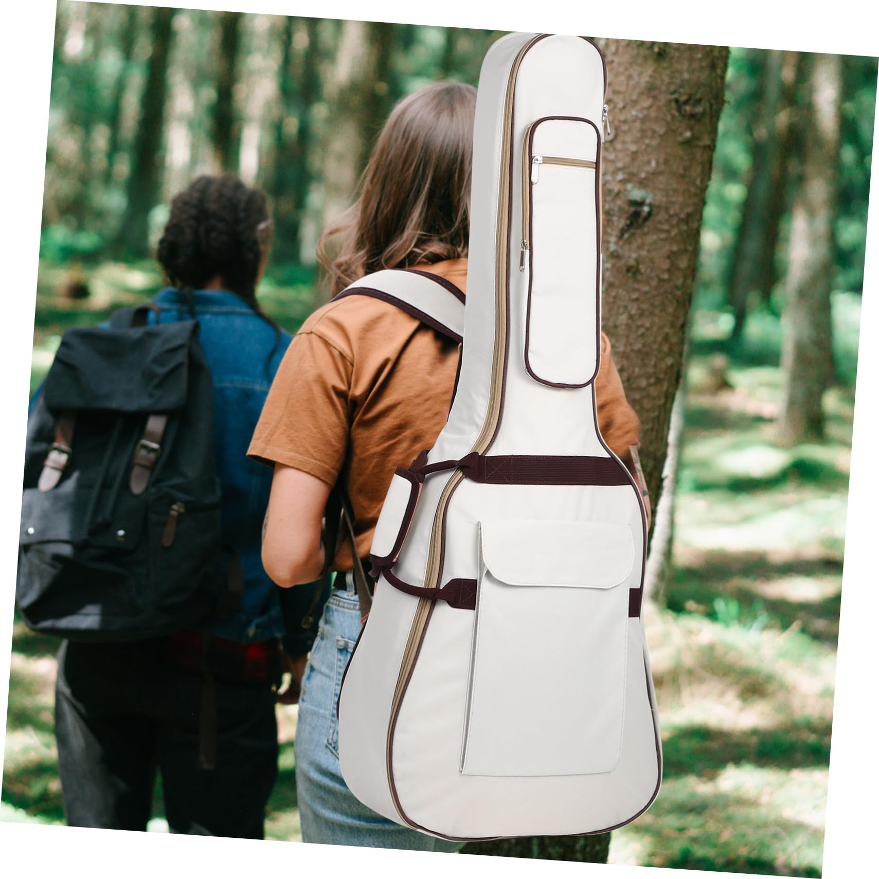 Custodia Grande Capacità e Oxford Chitarra Beige Acustica per Protezione Eccellente, Design Versatile per Trasporto Strumenti Musicali