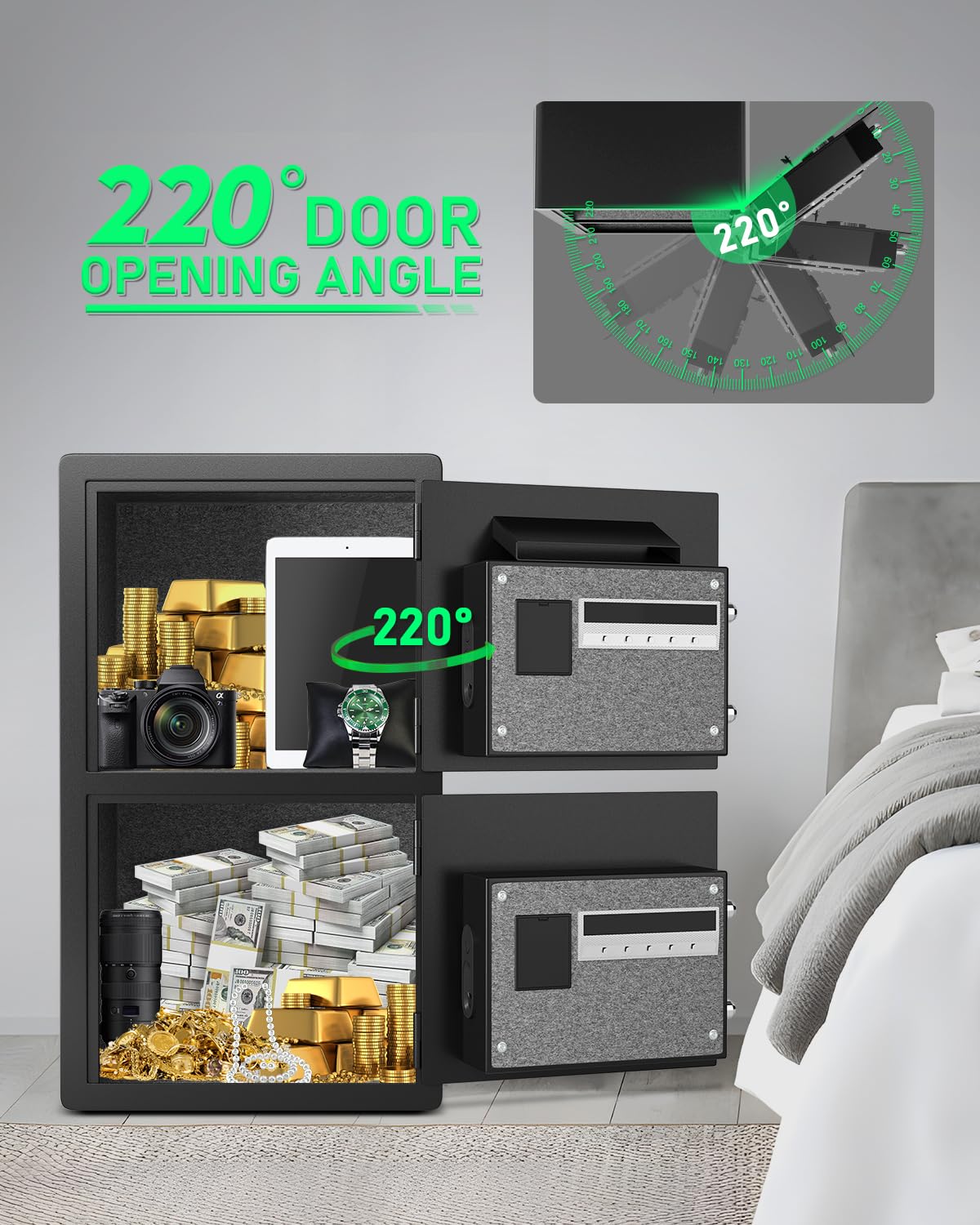 Cassaforte per la casa extra large da 15 cm, impermeabile, a prova di fuoco, cassaforte digitale di sicurezza domestica con slot per deposito e scatola di immagazzinaggio in metallo, rivestimento