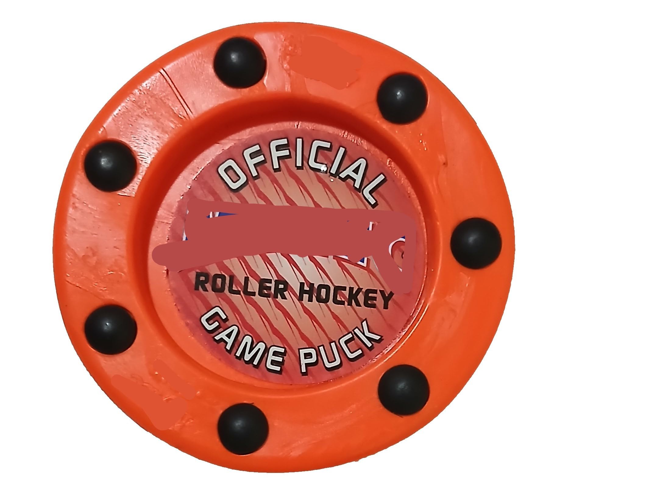 Official Roller Hockey Game Puck, Orange, Professional Practice Puck with Black Studs - Pack of 3 Pucks 1