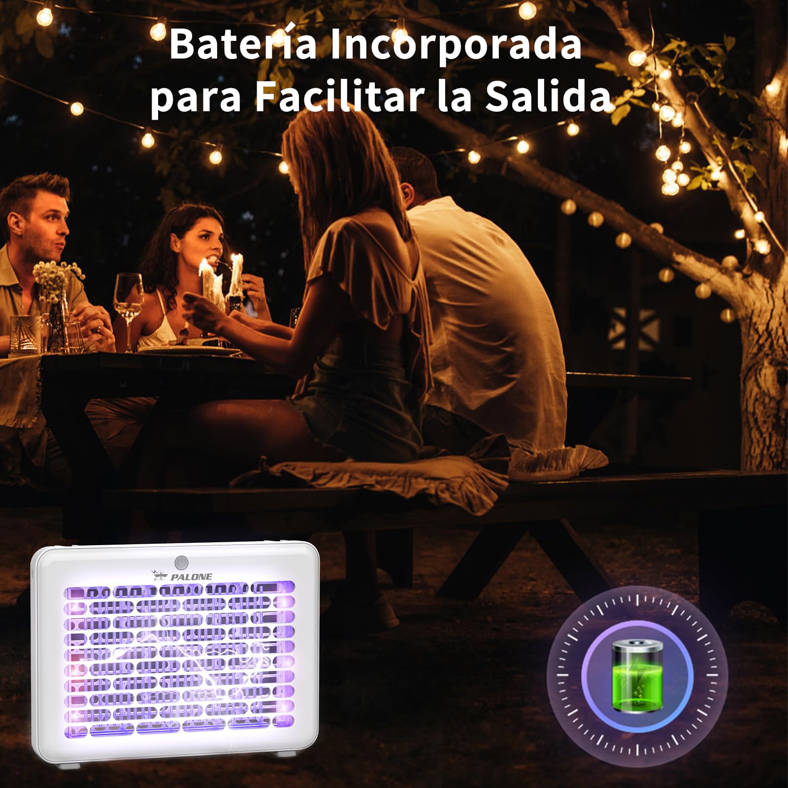 PALONE Lampara Antimosquitos 4000V, Mata Moscas Eléctrica USB 1200mAh, Trampa para Mosquitos con 3 Bombillas LED UV para Interior y Exterior, Suspendible con Cordón (30 * 22 * 4 cm)