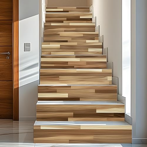 Miniatura 9 de PLIGREAT 15 tiras de calcomanías de Navidad para escaleras, despegar y pegar pájaros, árbol de Navidad, calcomanías para escalones de 7.1 x 39 Rojo,