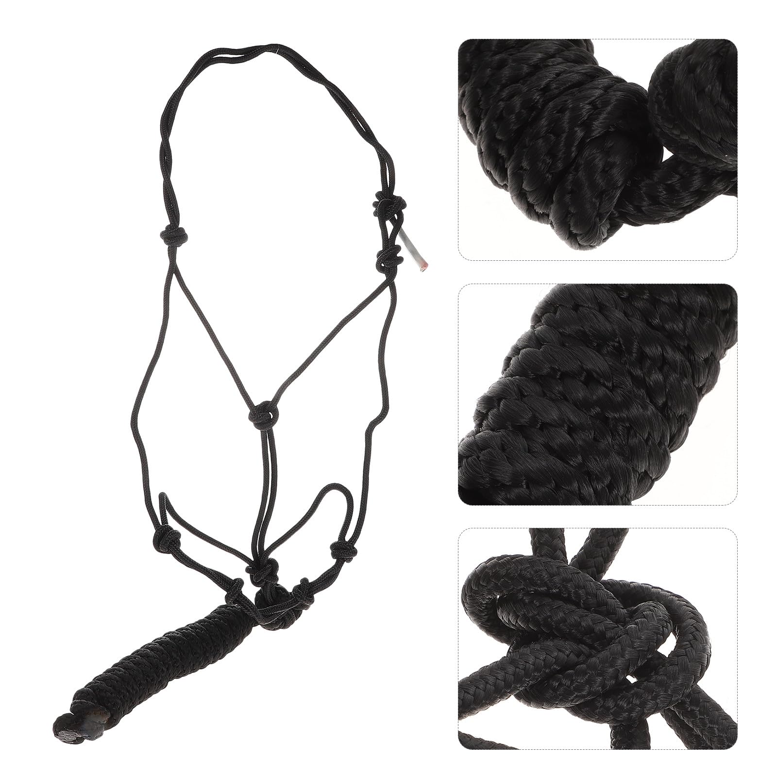 FOMIYES Cavezza per Cavalli in Corda Resistente, Collare da Equitazione Professionale in Poliestere, Cavezza Pratica Completa Nodi Regolabili, Accessorio per Controllo Sicuro del Cavallo,
