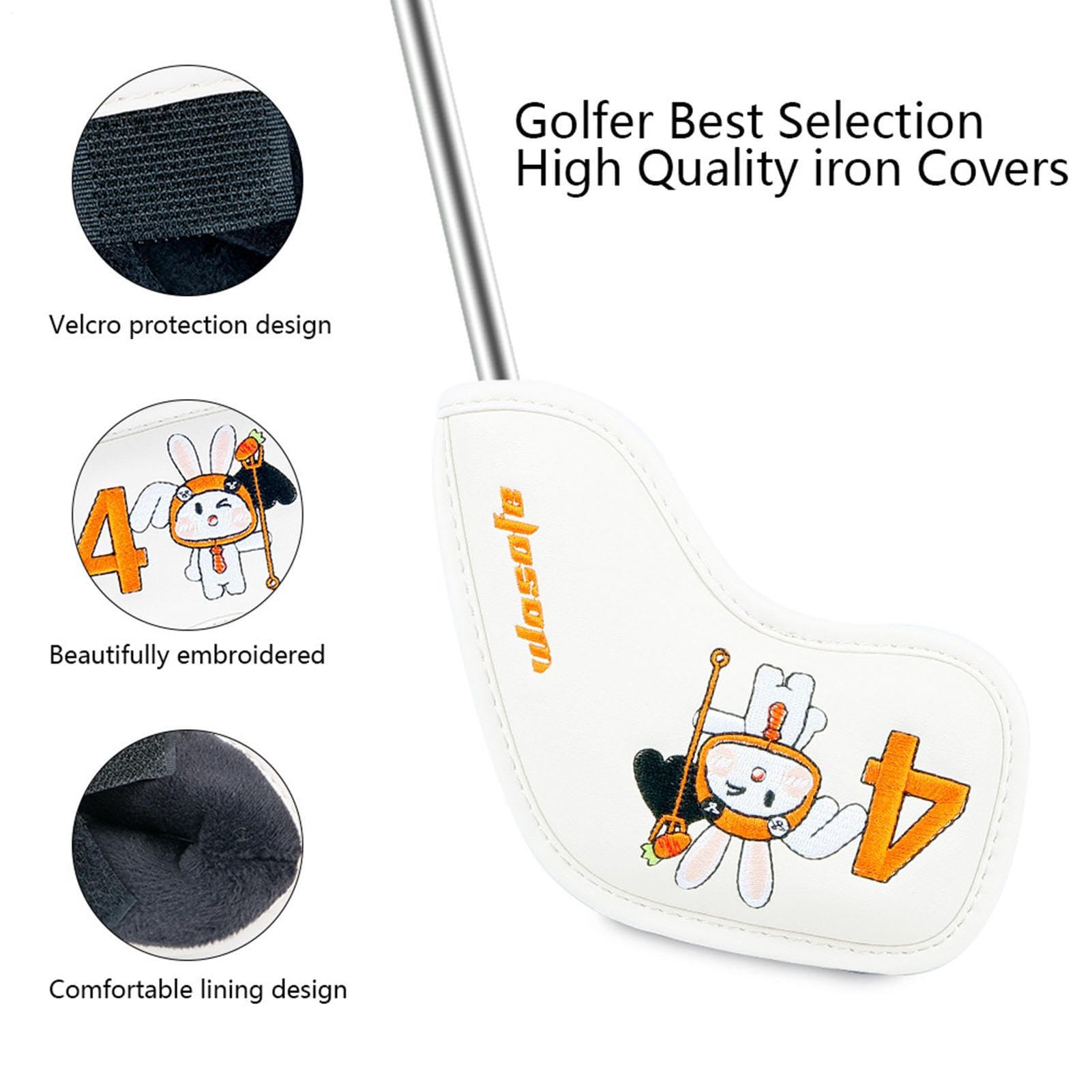 Housses pour têtes de Clubs de Golf - 9 pièces Accessoires de Golf Motif Lapin de Pâques | Étui pour Bois de Parcours | pour Les Femmes, Petites amies, mères, pères, Grands-pères, Les golfeurs, e