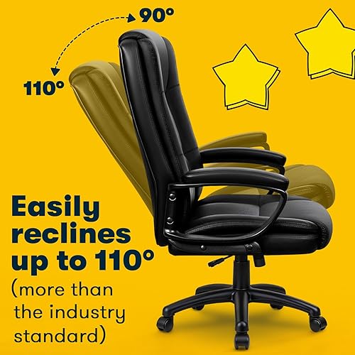 Miniatura 4 de OFIKA Silla de oficina en casa, silla grande y alta de 400 libras, diseño resistente, cojín ergonómico de respaldo alto, soporte lumbar para