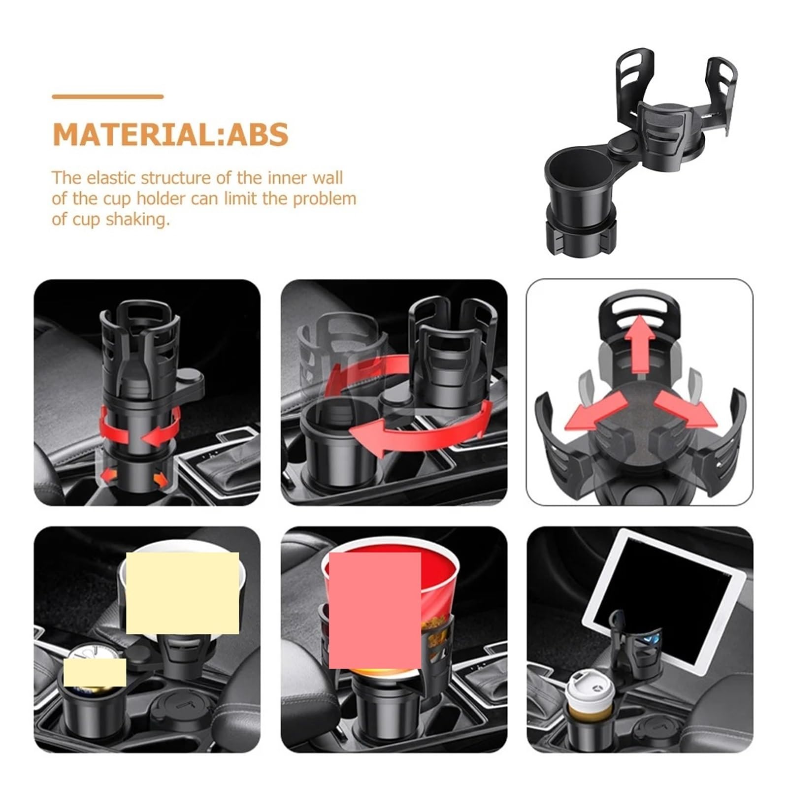 Universal Becherhalter Auto Auto Cup Expander 2-Slot Universal Fahrzeug Montiert Getränkehalter Für Flasche Adapter Zubehör Aufbewahrungsbox Becherhalters Fahrzeug