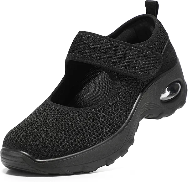 STQ Womens Walking Shoes Non Slip Orthopedic Shoes Adjustable Mary Jane Shoes