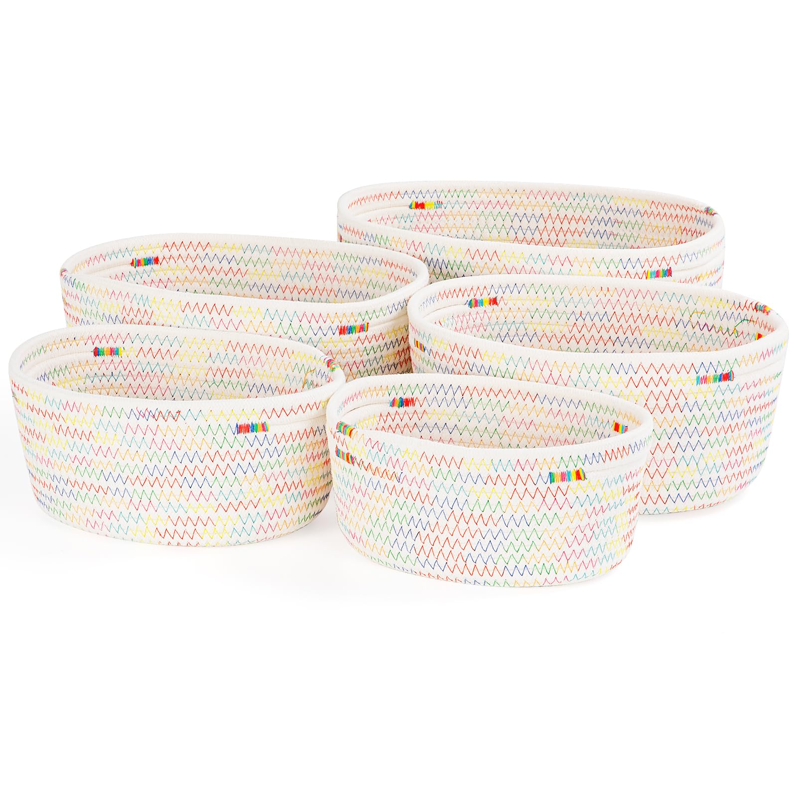 Lot de 5 Panier de Rangement, Panier Rangement Salle de Bain Paniers pour étagères Corbeille Rangement pour Salle de Bain, Cuisine, Organisateur Empilables à Usages Multiples
