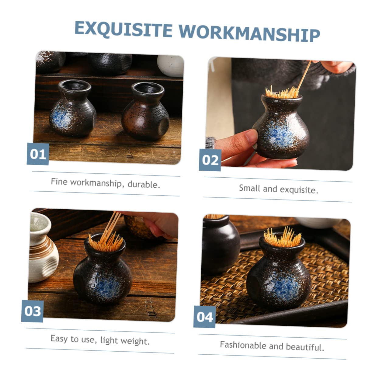 Cabilock 2pcs Japanese Style Ceramic Toothpick Holders Creative Toothpick Storage Cases for Home Decoration and Stable present for Family and Friends