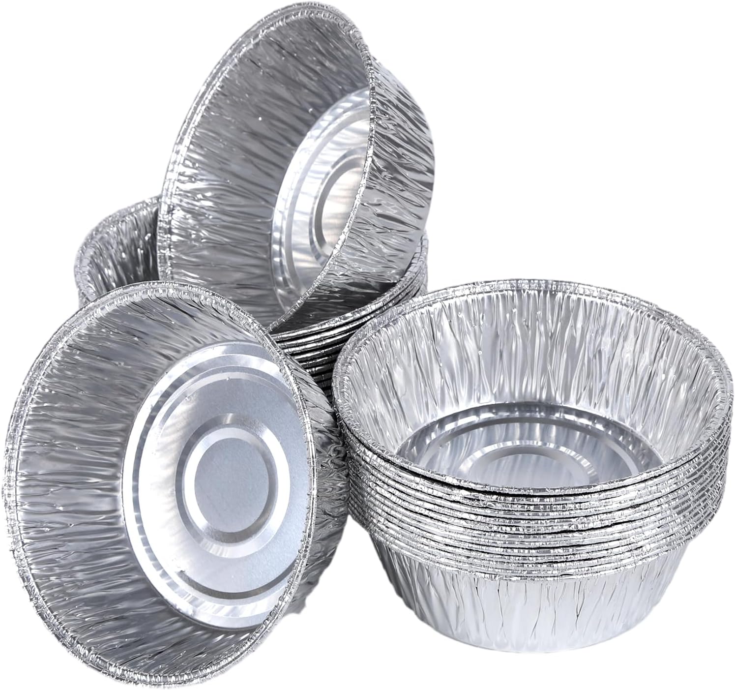 125 Pcs Foil Trays Muffin Cases Disposable Baking Bowls Silver Foil Tin