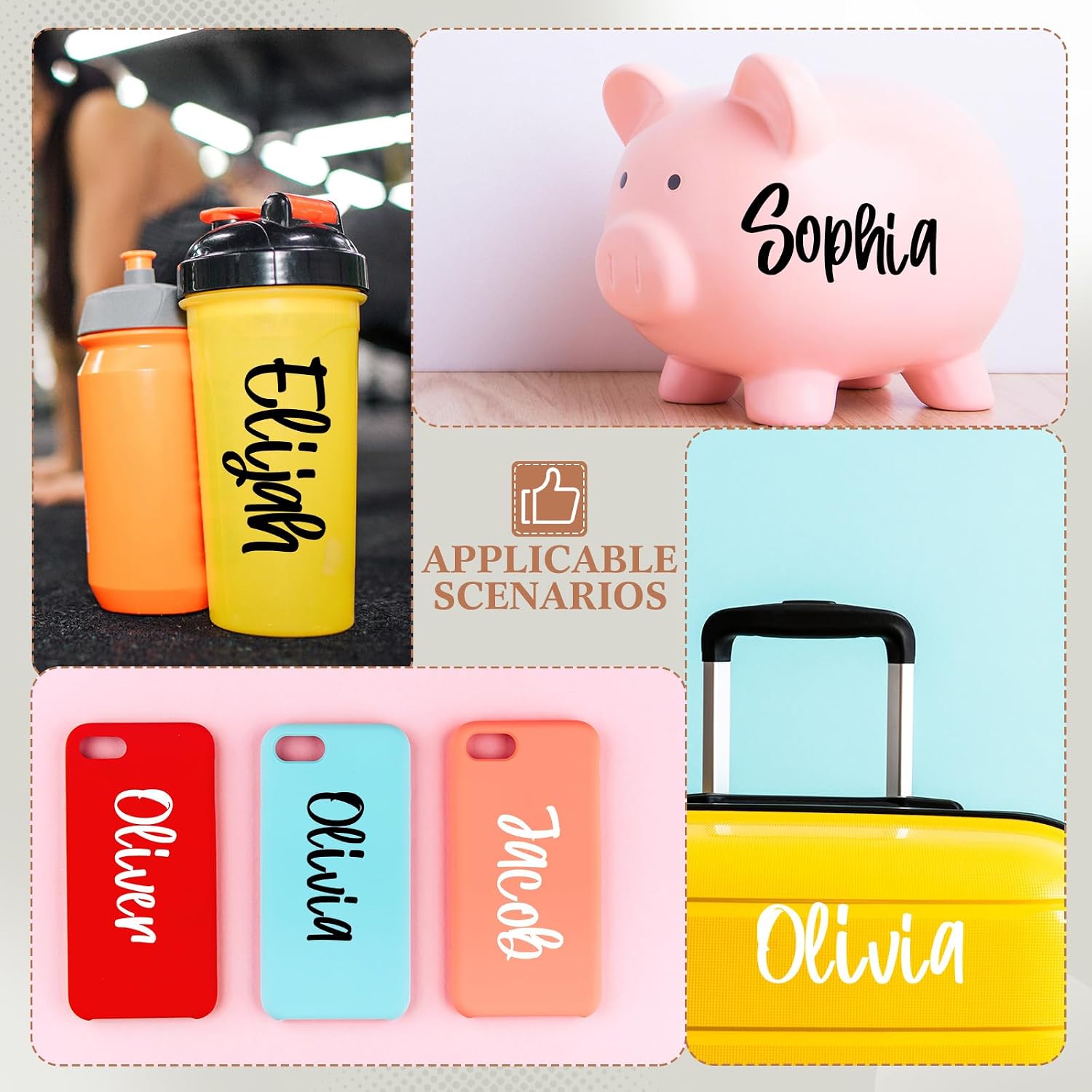 Humyoun 6 Sheets UV DTF Cup Wrap Name Stickers for Water Bottles Waterproof Custom Vinyl Decals Personalized Lettering Gift Stickers for 14-40oz Tumbler Cups Mugs DIY Craft (Black+White)