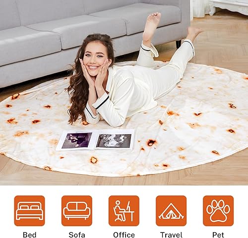 Miniatura 6 de Cobija gigante de tortilla de Burrito realista Manta de franela graciosa de bromas divertidas para regalos de Navidad o de Cumpleaños