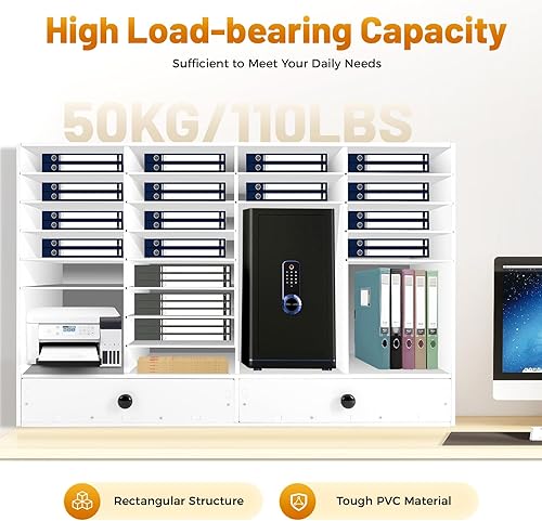 Miniatura 7 de Organizador de literatura ajustable, organizador de 32 compartimentos con 2 cajones, clasificador de archivos de escritorio de PVC, buzón de aula,