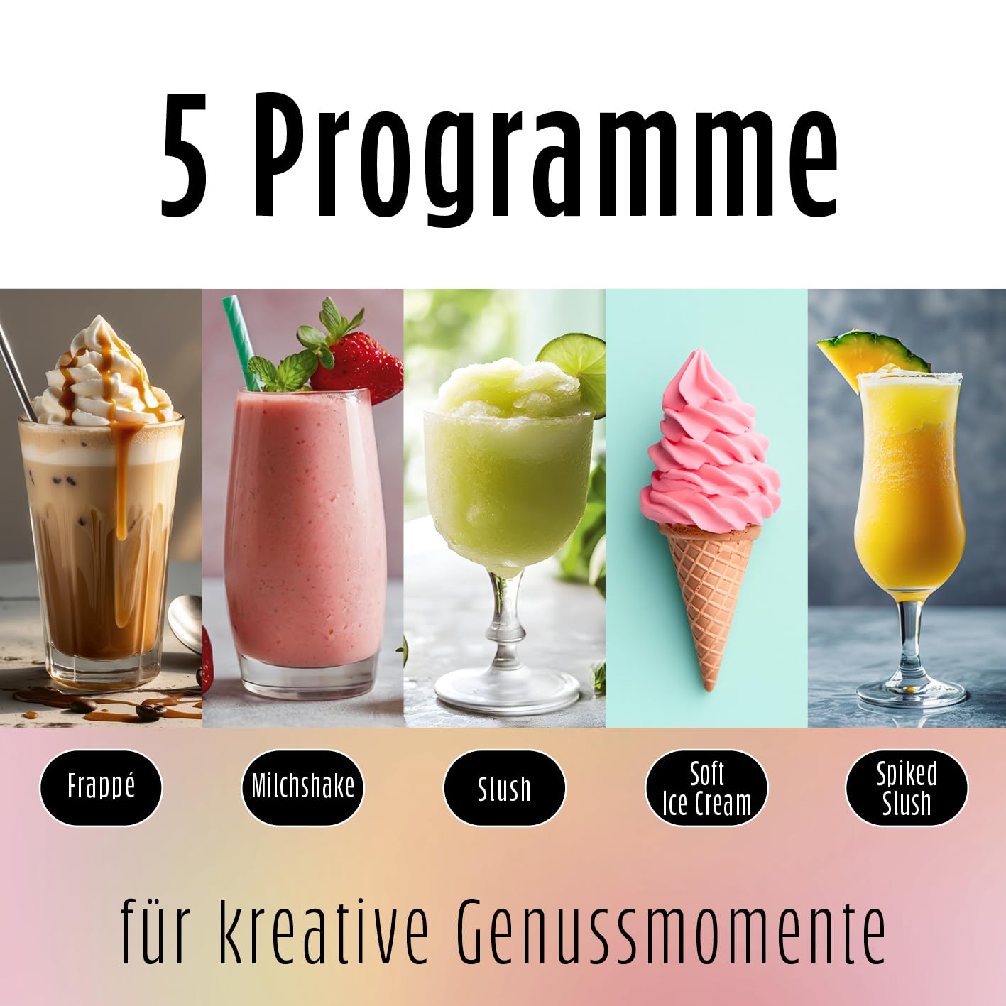 GOURMETmaxx FreezeUp Slush Eis Maschine | Slush Ice Maker mit 5 Modi | Slushmaschine für Slushies, Milchshakes, Softeis etc. | Slush Maker elektrisch – 2,8 L | Eismaschine Slush für bis zu 10 Personen