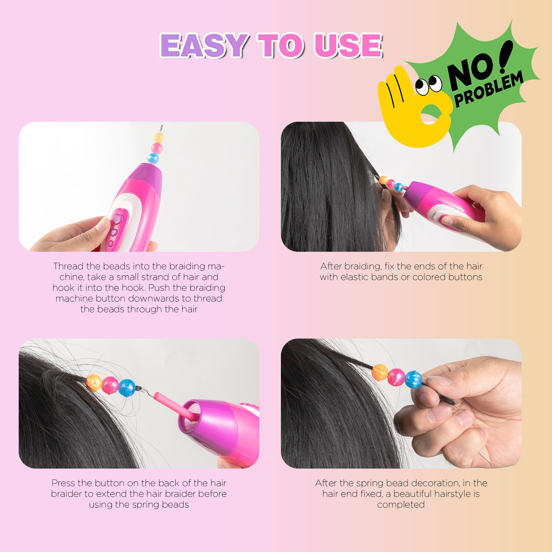Kit DIY De Perles à Cheveux – Outil De Tressage + Accessoires – Pour Filles De 5 à 10 Ans – Cadeau Créatif Et Stylé