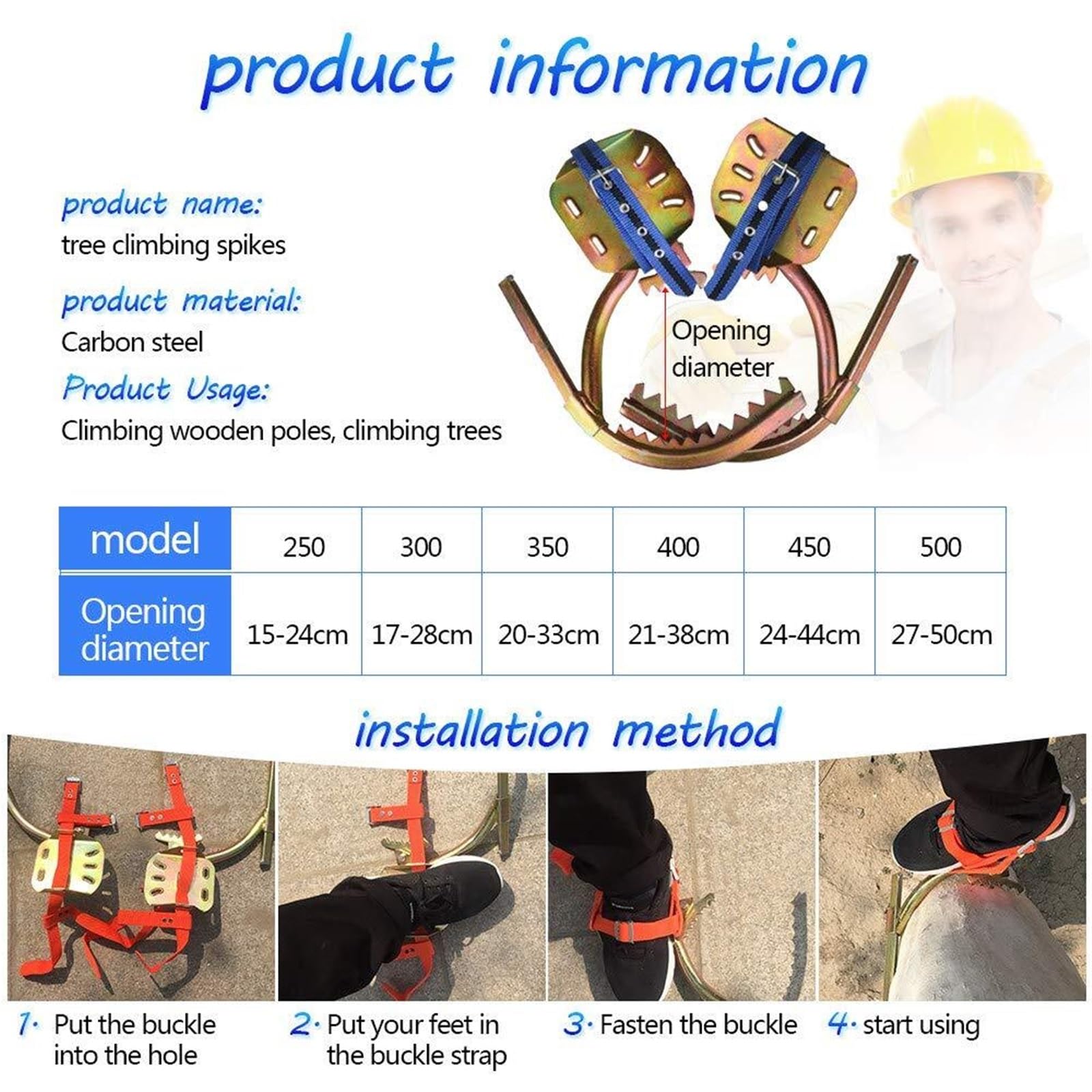 Kit d'équipement pour l'élagage et l'escalade d'arbres - Crampons antidérapants en Acier Inoxydable avec Ceinture de sécurité - Équipement Indispensable pour l'arboriculture et Les activités