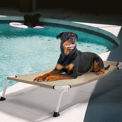 Miniatura 6 de Veehoo Cama elevada para perros para exteriores, camas elevadas impermeables y refrescantes para perros, camas XL, hamaca curvada para mascotas,