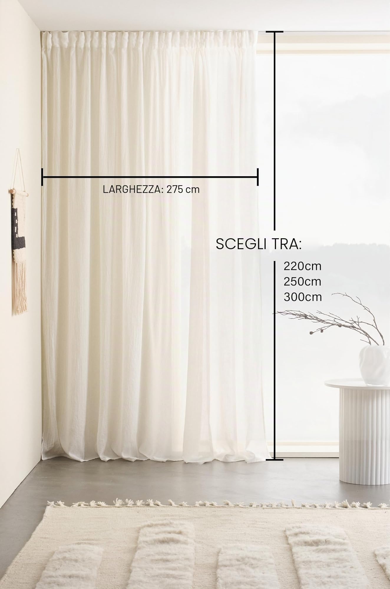 Jotex Tenda multifunzione a strati extra larga, 275 cm, in misto cotone e poliestere, certificata Oeko-TEX® Standard 100, cotone migliore, bianco, 1 pezzo 275 x 250 cm