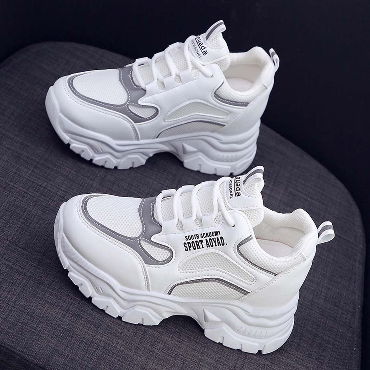 Scarpe Donna Sneakers con Zeppa Interna Alta Scarpe da Ginnastica Fitness Sportive Tacco Interno