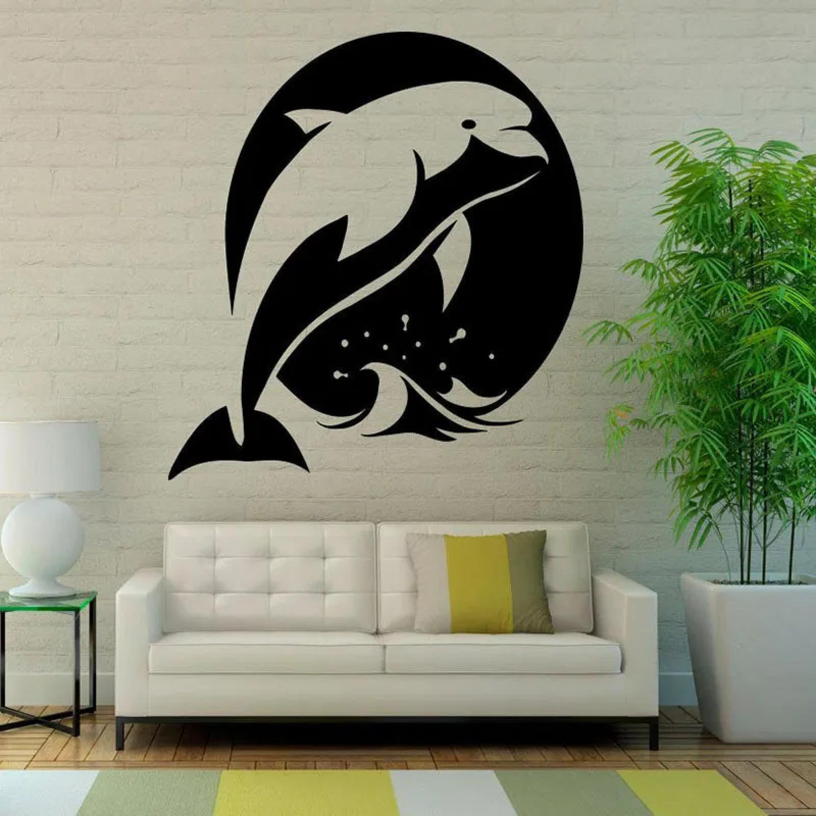 YOUOUSI Jumping Shark Marine Animal Dolphin Wall Decal Children's Bedroom Bathroom Nursery Home Decoration Vinyl Art Sticker