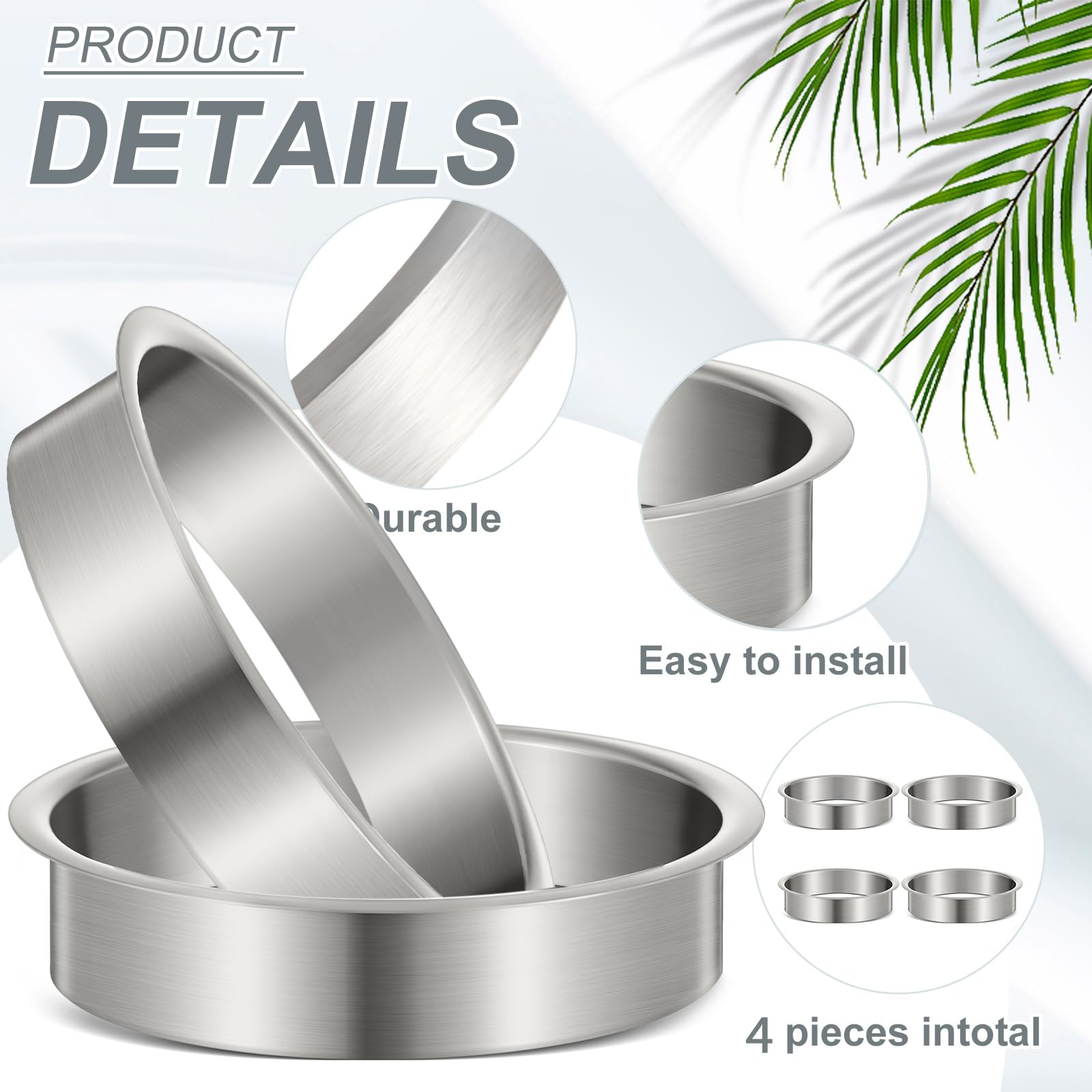 Stainless Steel Trash Grommets - Hide Cans & Upgrade Kitchen -3