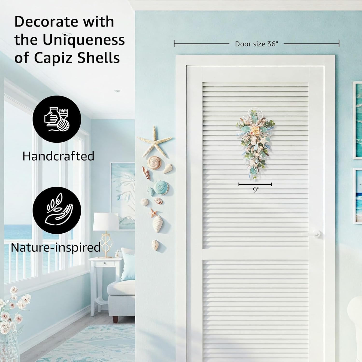 Coastal Shell Teardrop Swag