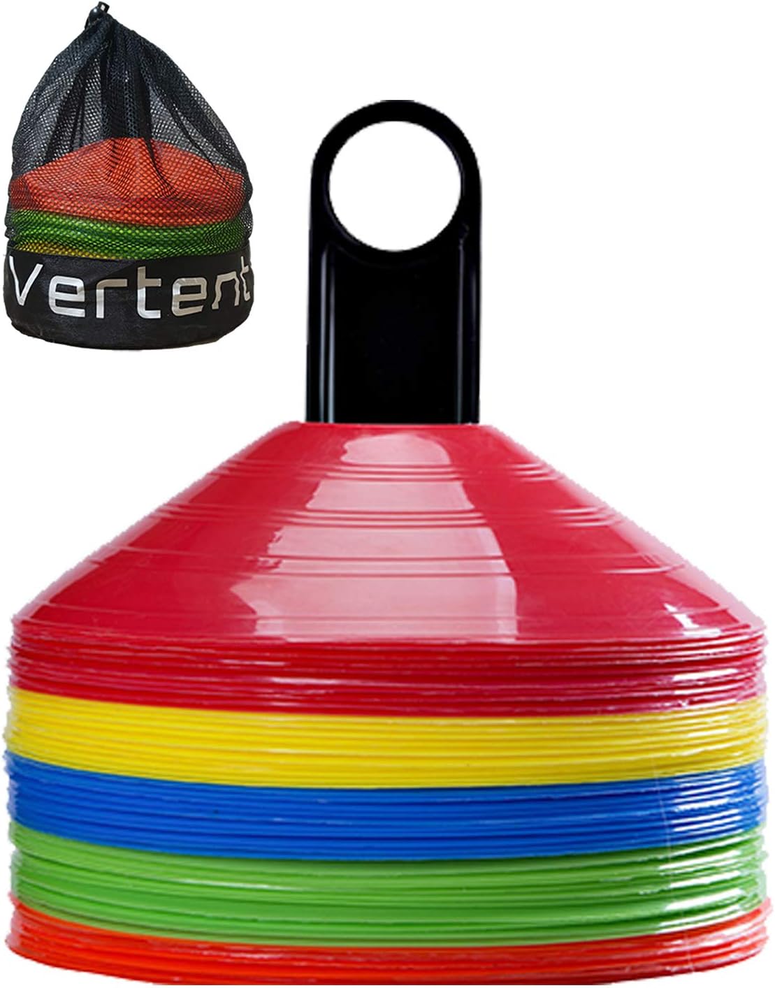 Football Cones (Set of 50) - Agility Football Cones with Carry Bag and Cone Holder, Perfect for Football and Sports, Training Cones, Sports Cones, Football Cones Training Set, Multisport Cones