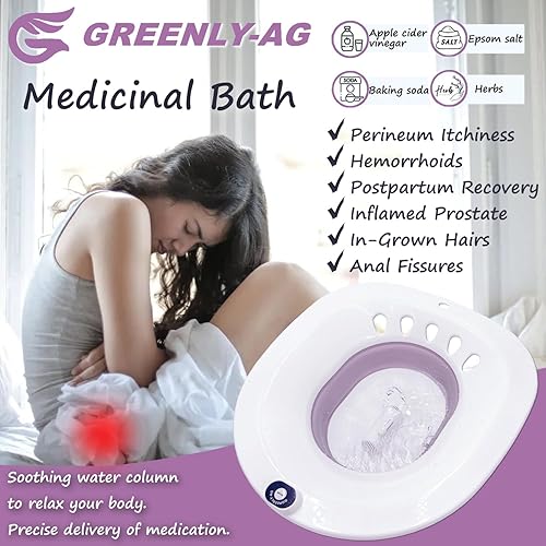 Miniatura 9 de G GREENLY-AG Baño eléctrico para hemorroides con burbujeador de aire y alivio manual calmante para cuidado posparto, dolor de hemorroides y próstata