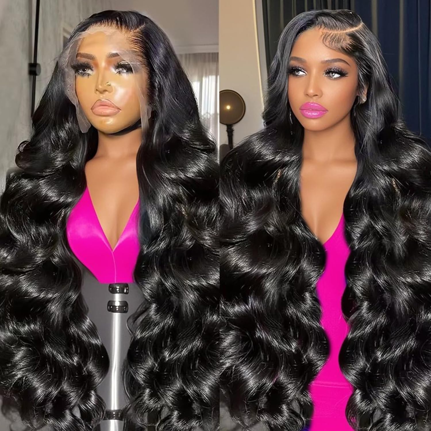13x6 Body Wave Lace Front Wigs Human Hair Pre Plucked 180 Density HD Transparent Lace Frontal Wigs Human Hair for Women 12A Glueless Wigs with Baby Hair 30Inch