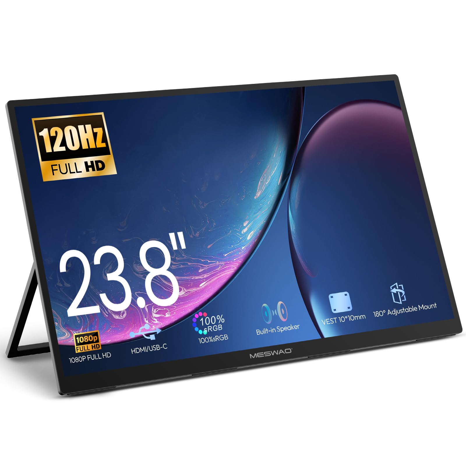 23.8インチポータブルモニター、1080Pモバイルモニター 120Hz Amazon.co.jp: MESWAO 23.8インチ ポータブルモニター 120Hz 1080P FHD