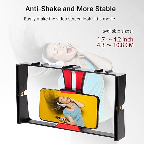 Miniatura 2 de Soporte de jaula de video para teléfono inteligente, estabilizador de video para teléfono, jaula de vlogging, con zapata fría y agujero de tornillo