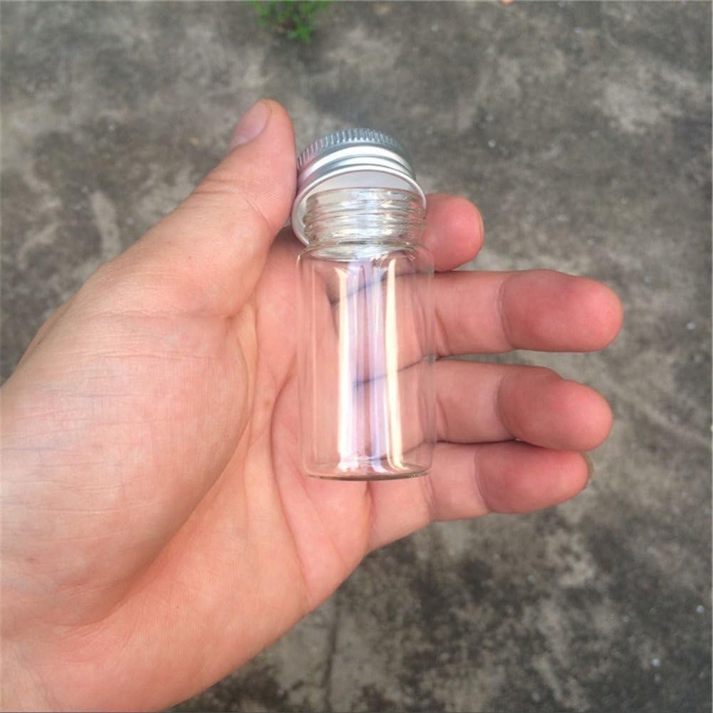 25ml Empty Seal Jars Glass Bottle with Aluminium Metal Silver Color Screw Cap Sealed liquid Container 12units (12, 25ML-LU-cap)