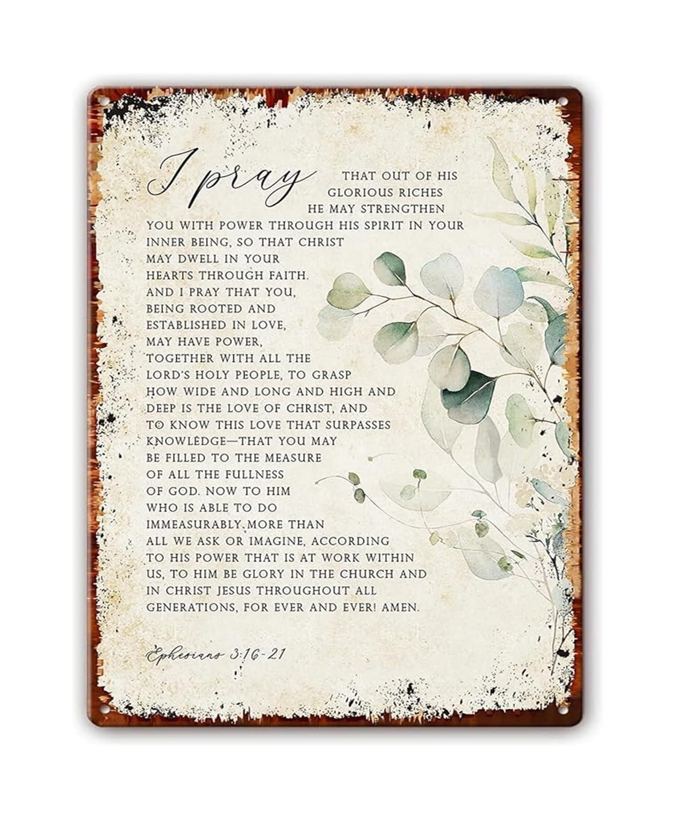 EKFBQBGW Religious Scripture Metal Sign Biblical Quote Wall-Art for Home Office Bedroom Christian Decor (8 X 12 in)