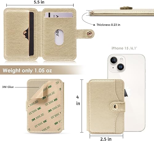 Vista 2 de Monedero para teléfono celular con adhesivo delgado 3M M-Plateau para teléfono celular para iPhone 12 y iPhone 13 Pro Max de 6.1 pulgadas, One Plus