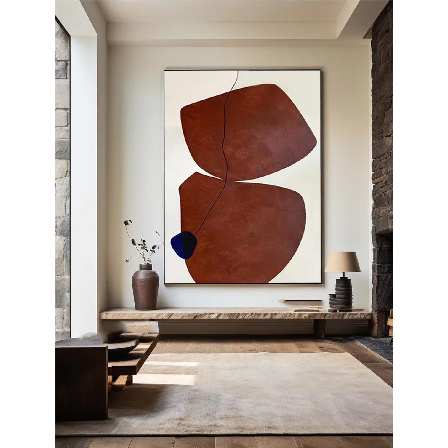 DFZEWKI Beige and Brown Abstract Painting Beige Texture Painting Canvas Wall Art for Living Room(60x80cm(24x31in)/No frame)
