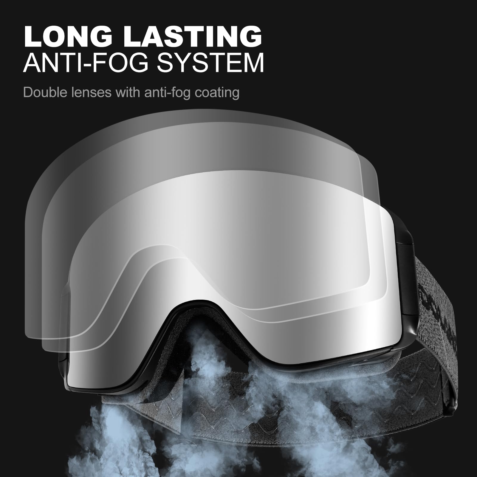 Odoland Kit di Maschera da sci con Lente Rimovibile, Lenti Intercambiabili Magnetico Senza Cornice, Occhiali da Sci Anti-nebbia con Protezione UV400, per Uomini e Donne, Compatibile con Casco