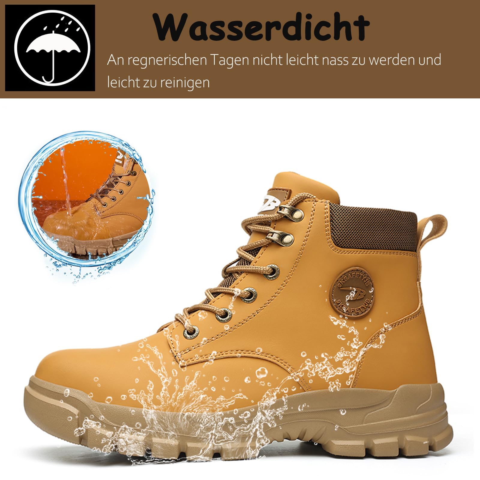 Chaussures de Sécurité Homme Femme Montante Antidérapant Chaussures de Travail Imperméables Embout en Acier