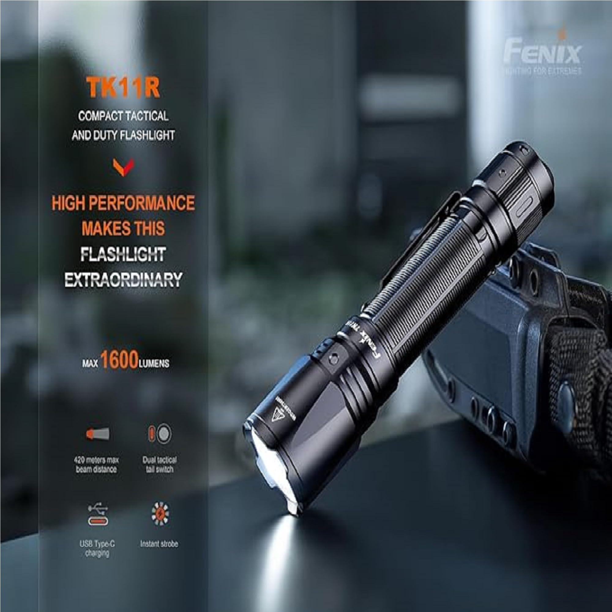 FENIX TK11R Latarka taktyczna z możliwością ładowania, 1600 lumenów