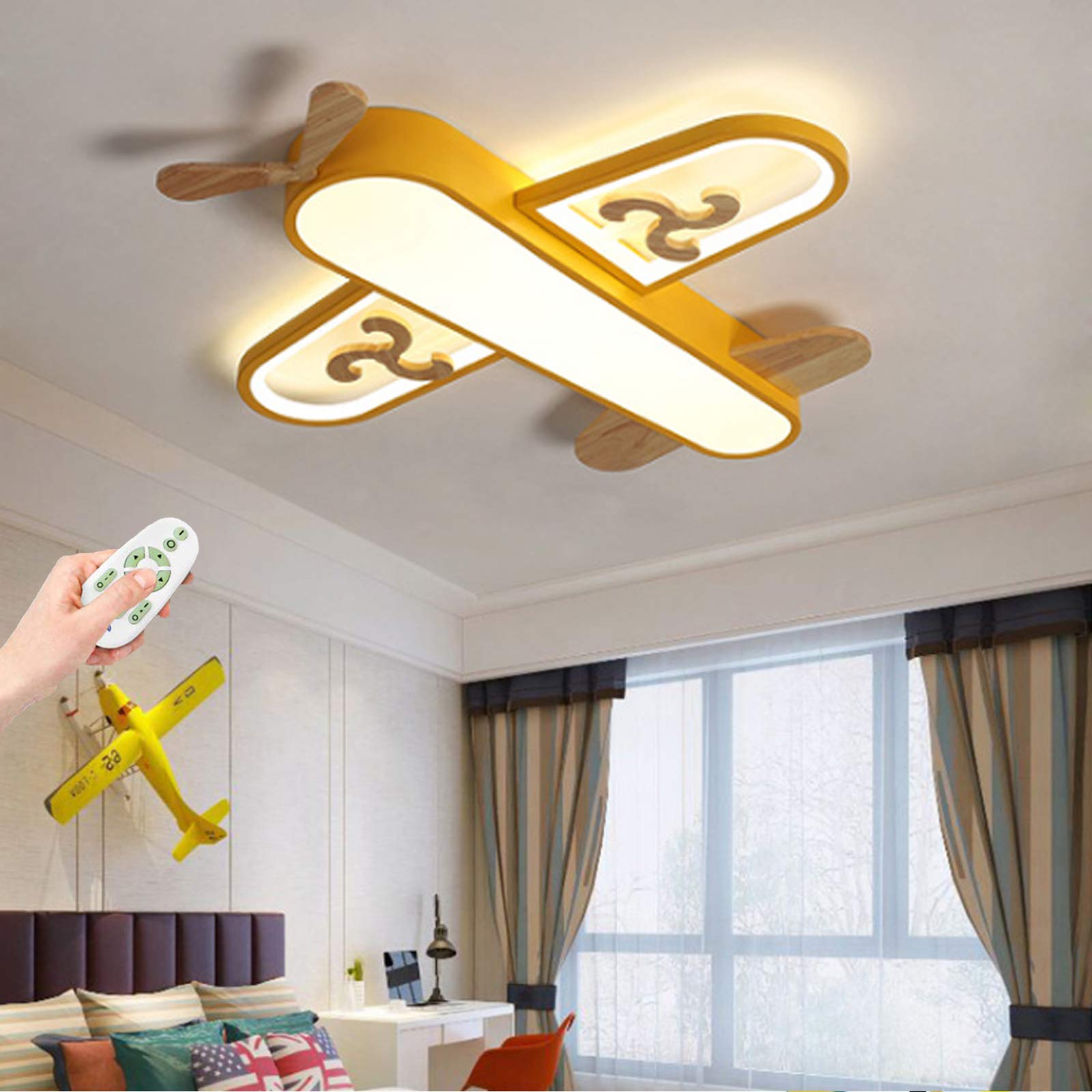 Children's Room Ceiling Light LED Airplane Ceiling Lamp Children's Lamp Modern Dimmable Remote Control Chandelier Lighting Boys and Girls Bedroom Living Room Study Dining Room Pendant Light