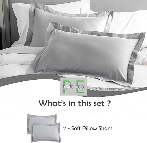 Miniatura 6 de Pure Eco Juego de 2 fundas de almohada de color verde salvia, tamaño estándar de 20 x 26 pulgadas, suaves, lujosas y hermosas de 500 hilos, 100%